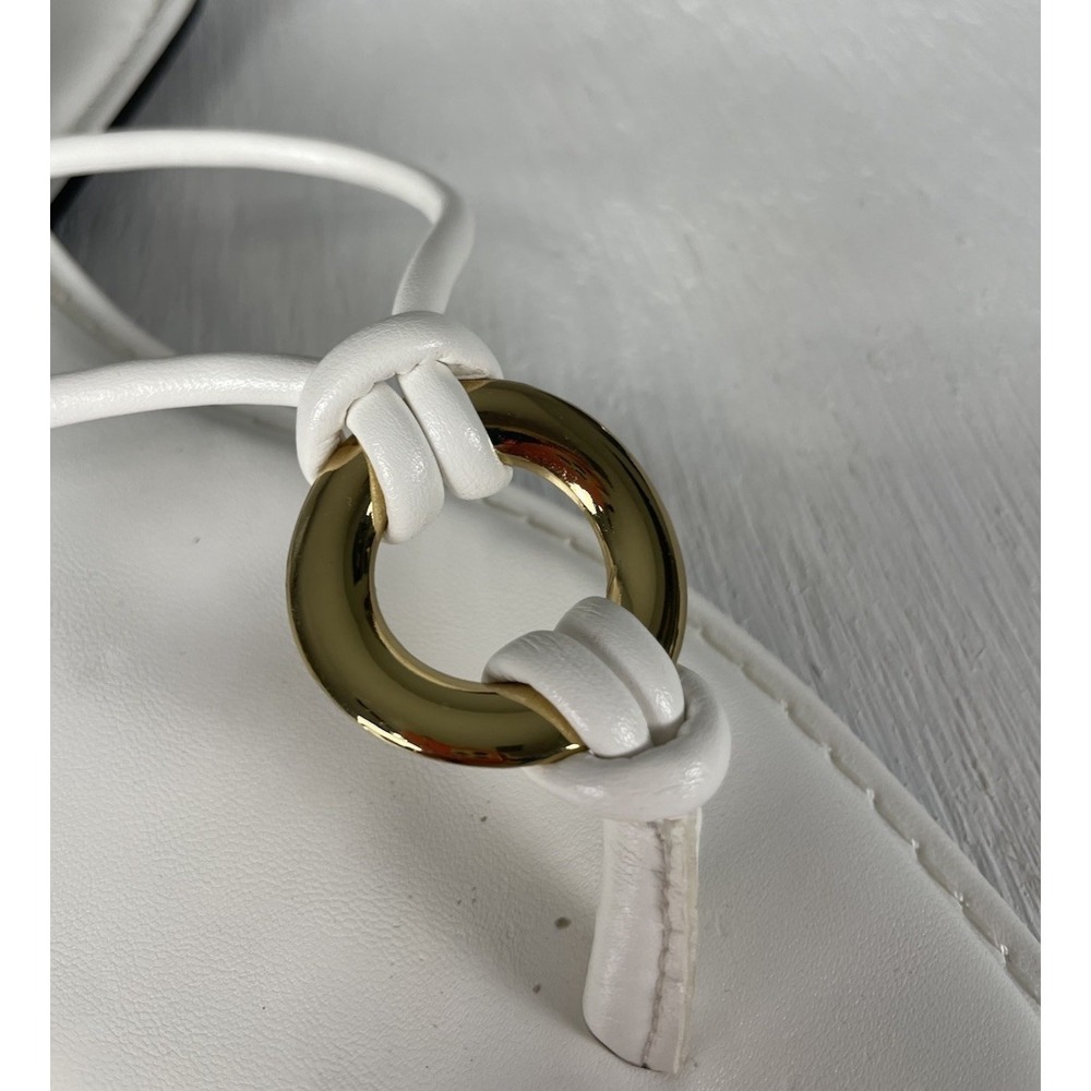 Zara women slip on sandal Square Toe White Gold Straps Size 38 US 7.5 - Picture 6 of 12